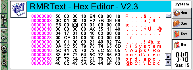 RMRText Hex Editor Screenshot
