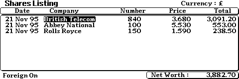 Investment Screen