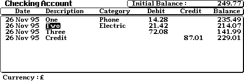 Transaction Screen