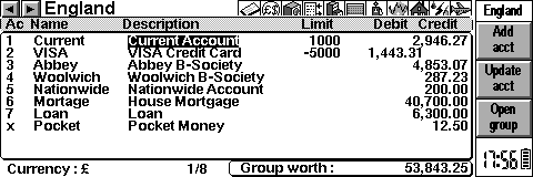 Accounts screen - Revo