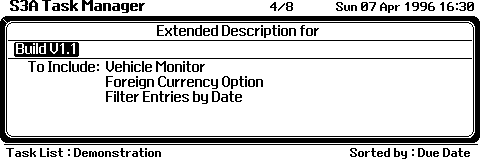 Extended Description Screen